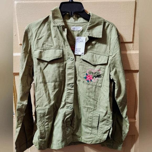 H&M Kid's Desert Motel Arizona Embroidered Graphic Utility Button Up Jacket - Picture 1 of 4